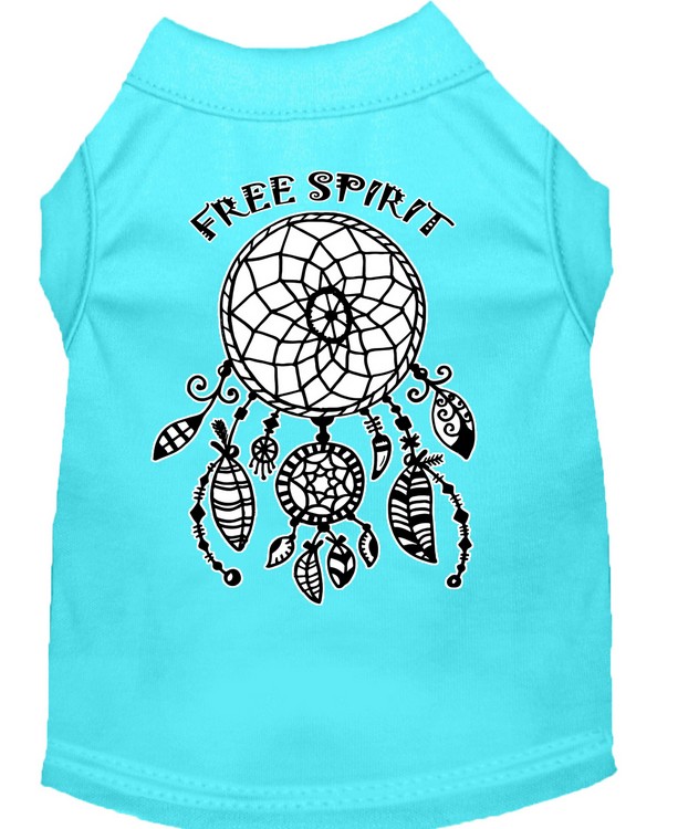 Free Spirit Screen Print Dog Shirt Aqua XS